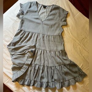 Elegant Striped V-Neck Mini Dress